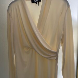 DKNY Cream Long Sleeve Blouse